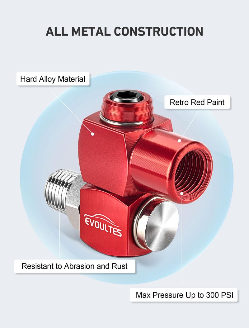 EVOULTES 2-Packs 1/4"" NPT 360 Degree Swivel Air Hose Fittings  No Leakage Air Hose Connector with 1/4 Inch MNPT Quick Connect  Swivel Air Fittings for Air Hose Air Compressor Attachments - Image 5